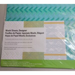 Cricut Designer Washi Sheets 12x12 5 Sheets Teal Geometric New Sealed 2002691